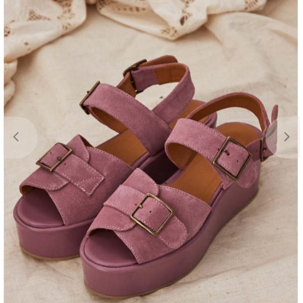 Caron Callahan Mauve Suede Platform Sandals